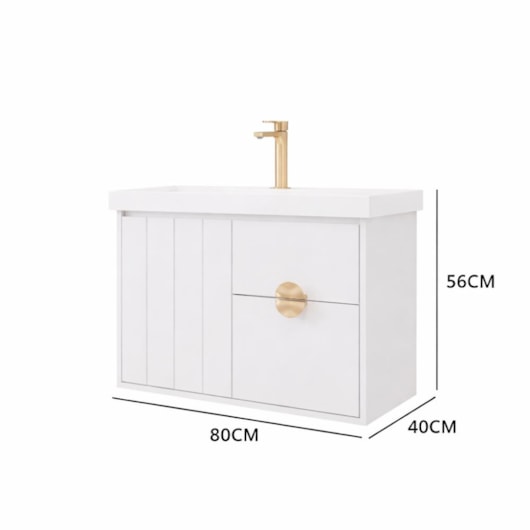 Gabinete Para Banheiro Com Lavatório Copenhague Branco MGM Móveis 80cm - Imagem principal - 1fed2c17-d1d7-4a8c-a131-b9be6825d26a