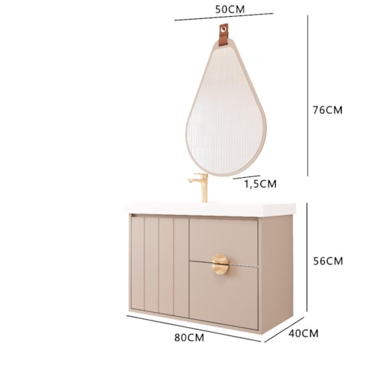 Gabinete Para Banheiro Com Lavatório Copenhague Cappuccino MGM Móveis 80cm - Imagem principal - fd0c05a9-936c-447e-b1b0-526dd26d0c68