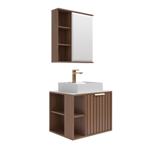Gabinete Para Banheiro Com Lavatório Espelho De Freijó MGM Móveis 60cm - Imagem principal - eeaf1e41-3e42-4780-bab1-f95e7ddf8d95