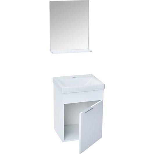 Gabinete Para Banheiro Com Lavatório Integrado De Madeira Like Com Espelho E Prateleira Branco Celite 41x34cm - Imagem principal - 6058fe88-9b51-4654-9896-a051ce3424a2