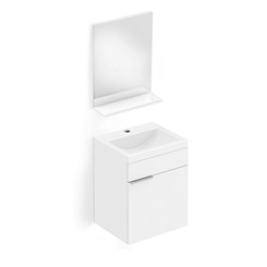 Gabinete Para Banheiro Com Lavatório Integrado De Madeira Like Com Espelho E Prateleira Branco Celite 41x34cm