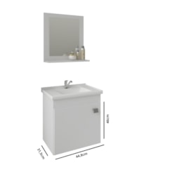 Gabinete Para Banheiro Com Lavatório Iris Branco MGM Moveis 44cm