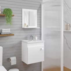 Gabinete Para Banheiro Com Lavatório Iris Branco MGM Moveis 44cm