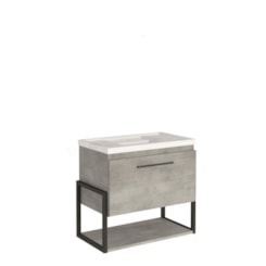 Gabinete Para Banheiro Com Lavatório Metalo MDF Metalon Cimento MGM Móveis 60cm