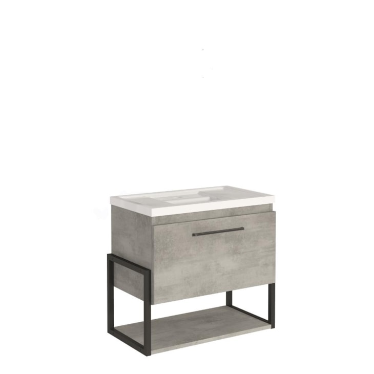 Gabinete Para Banheiro Com Lavatório Metalo MDF Metalon Cimento MGM Móveis 60cm