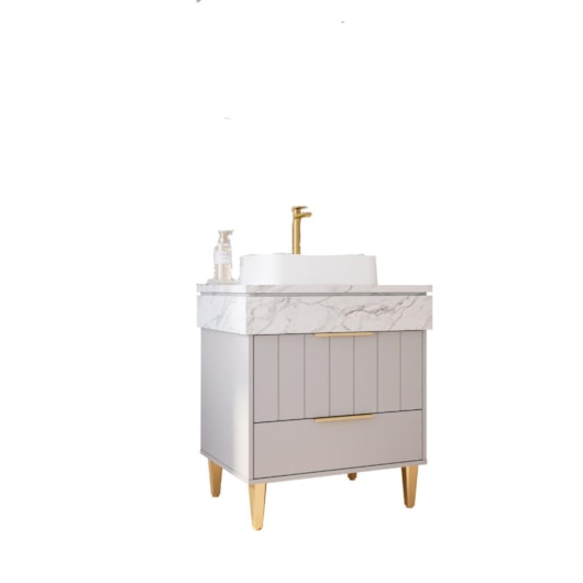 Gabinete Para Banheiro Com Lavatório Riviera Platina Calacata MGM Móveis 70cm - Imagem principal - 9597286c-83ee-43ae-b93a-b1cede70bb3a