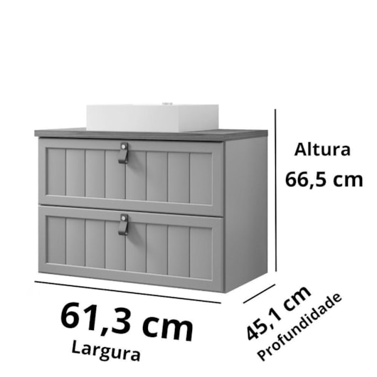 Gabinete Para Banheiro Com Lavatório Sense Cappuccino Freijo MGM Moveis 61,3cm - Imagem principal - ec741938-1428-486d-8079-c43cac5ca537