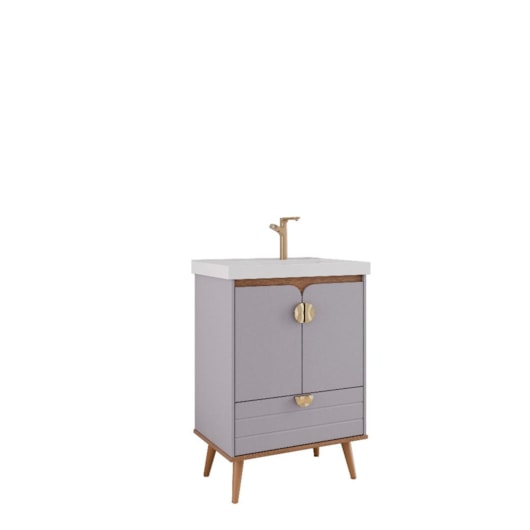 Gabinete Para Banheiro Com Lavatório Trancoso Platino Freijo MGM Moveis 60cm - Imagem principal - dc43b32b-a38a-45dd-a8b5-62b3a59151b4