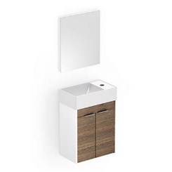 Gabinete Para Banheiro De Madeira Saveiro 40x22cm Com Cuba E Espelho Branco/wengue Celite
