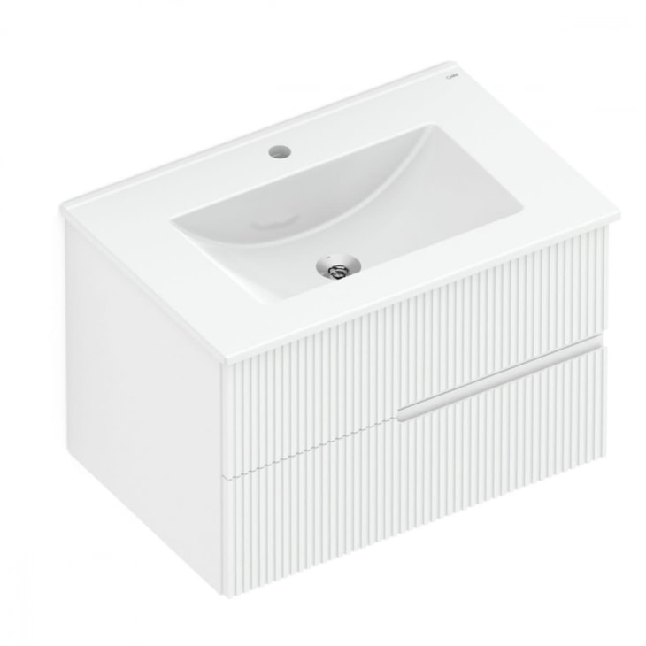 Gabinete Para Banheiro Integrado Com Lavatório 2 Gavetas Branco Elite Celite 70x47cm