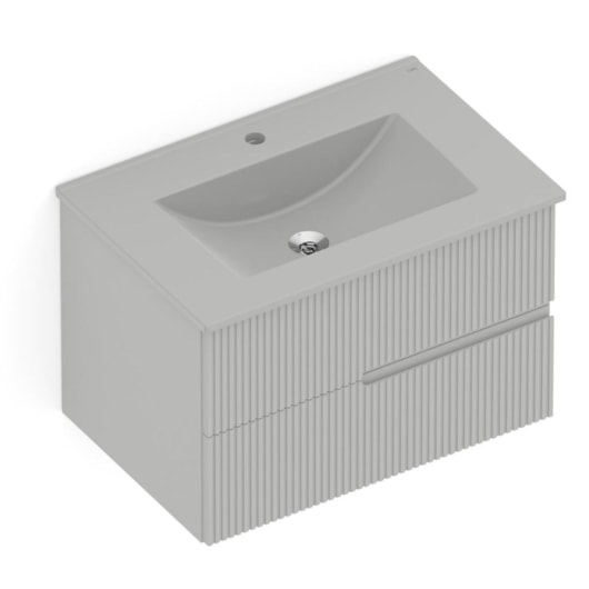 Gabinete Para Banheiro Integrado Com Lavatório 2 Gavetas Cinza Stone Elite Celite 70x47cm - Imagem principal - 410cf486-ca4c-43ea-9e86-2a213d420dd9