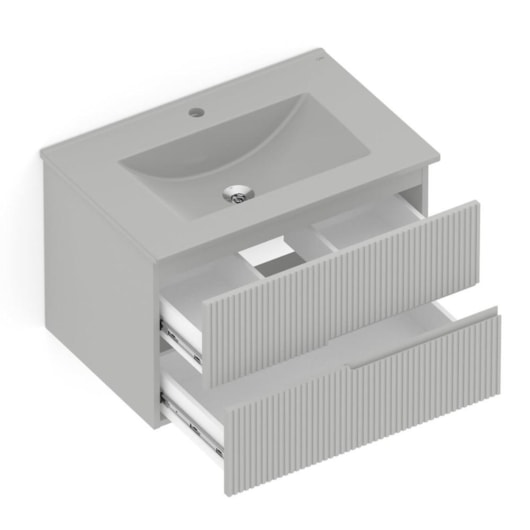 Gabinete Para Banheiro Integrado Com Lavatório 2 Gavetas Cinza Stone Elite Celite 70x47cm - Imagem principal - 98fbed62-ebdc-493d-a143-a81ffc113627