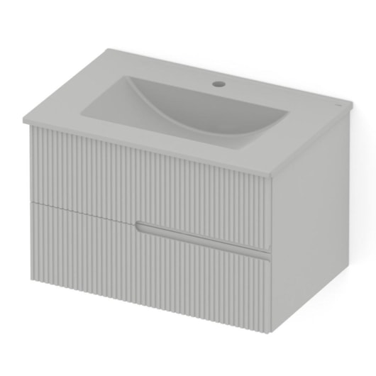 Gabinete Para Banheiro Integrado Com Lavatório 2 Gavetas Cinza Stone Elite Celite 70x47cm - Imagem principal - 82a195bb-c97d-4504-988a-44361732a28c