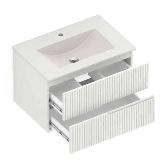 Gabinete Para Banheiro Integrado Com Lavatório 2 Gavetas Elite Beige Celite 70x47cm - Imagem principal - 90d5ac1b-dab6-4d8e-83ed-a05a717a2f21