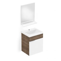 Gabinete Para Banheiro Integrado De Madeira Like 41x34cm Com Espelho E Prateleira Wengue Celite
