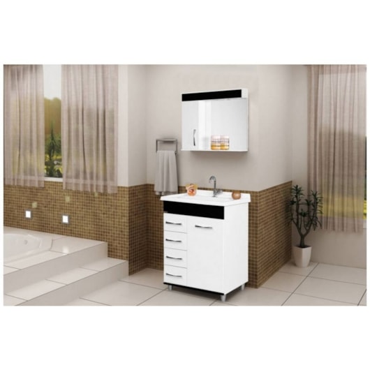 Gabinete Para Banheiro Mônaco 59,5cm Com Pés E 4 Gavetas Preto Rorato - Imagem principal - c5d17119-69b7-4a26-8404-009234278fa7