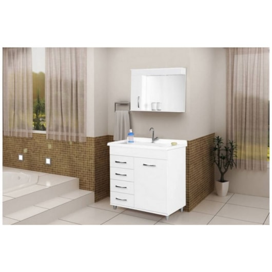 Gabinete Para Banheiro Mônaco 79,5cm Com Pés E 4 Gavetas Branco Rorato - Imagem principal - 2e23bd67-2993-46d3-b3d2-2a4e1ccea3d1