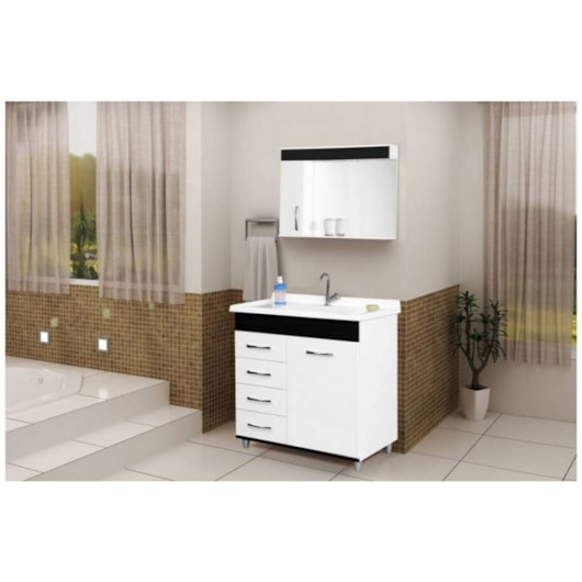Gabinete Para Banheiro Mônaco 79,5cm Com Pés E 4 Gavetas Preto Rorato - Imagem principal - b52255a0-f694-4f3f-88c7-381ff7c94bc3