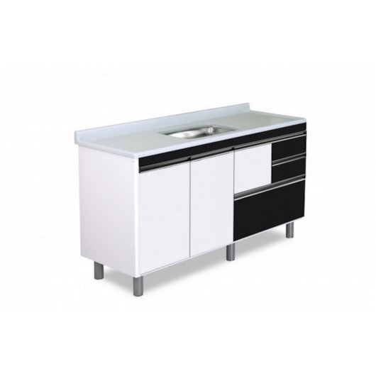 Gabinete Para Cozinha Coliseu 158,7cm 586442 Textura Preta Rorato - Imagem principal - b0d04c54-ee6f-44ac-a340-e6e111d32c51