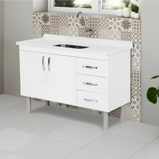 Gabinete Para Cozinha Toquio 116,2cm Branco Rorato - Imagem principal - 78baab07-b8bd-49fb-a5d6-d265dbc44703