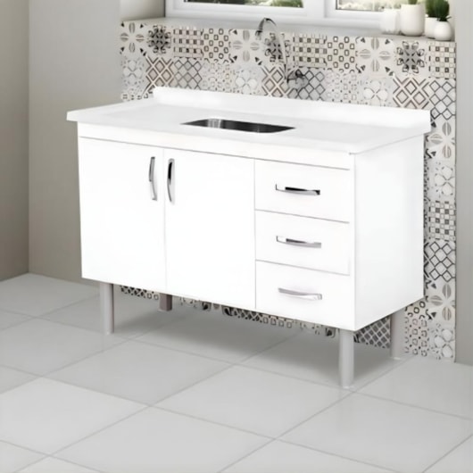 Gabinete Para Cozinha Toquio 144,2cm Branco Rorato - Imagem principal - f9af924f-6c96-4874-b222-c6a319578db8