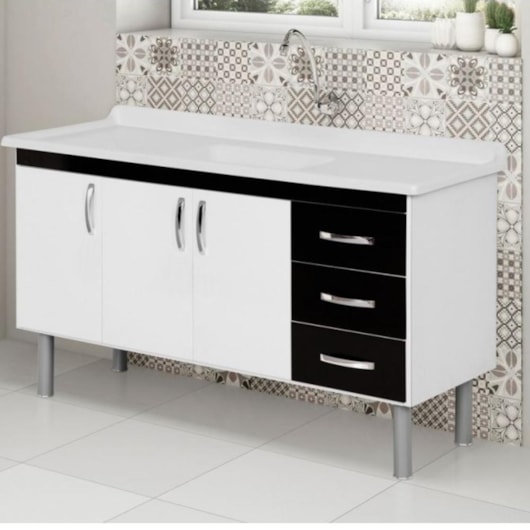 Gabinete Para Cozinha Toquio 144,2cm Preto Rorato - Imagem principal - b67c4d9b-20e8-44fc-8de1-f85f913ae205