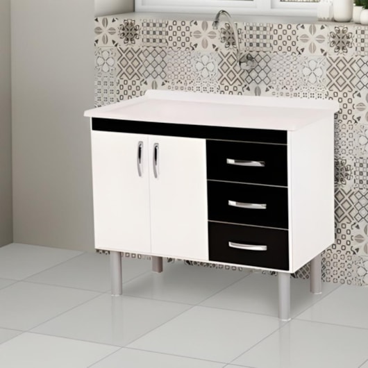 Gabinete Para Cozinha Tóquio 95,2cm Preto Rorato - Imagem principal - 7657aa1c-4831-4043-a799-a0edc4cb72ff