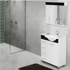 Gabinete Viena C/Pé Curvo Preto Rorato 59,5Cm