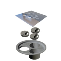 Grelha Para Caixa Sifonada Quadrada Em Aço Inox Polida Linear 10x10cm