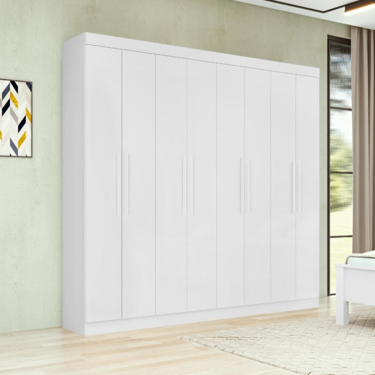 Guarda Roupa 4 Gavetas 8 Portas Andara Branco Lopas