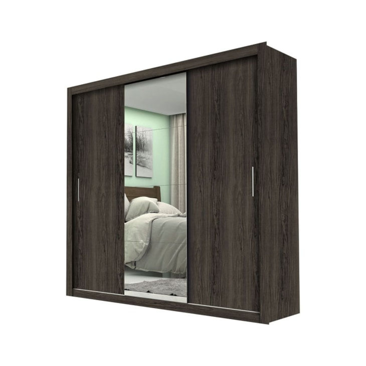Guarda Roupa Melissa Glass 3 Portas Com Espelho Malbec Carioca Móveis