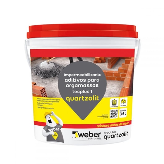Impermeabilizante Aditivo Para Argamassa E Concreto Tecplus 1 3,6l Quartzolit - Imagem principal - 7cfa696a-7d69-4fab-a251-a36900506c74