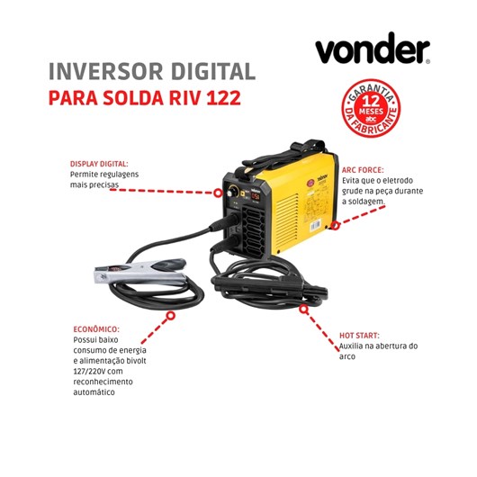 Inversor Digital Para Solda RIV 122 Bivolt Vonder                                                             - Imagem principal - 10d67ae2-9e79-4494-b152-c05ebf9e88dd