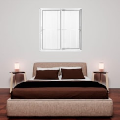 Janela De Alumínio 2 folhas Com Vidro Liso E Grade Soft Branco MGM 100x120cm