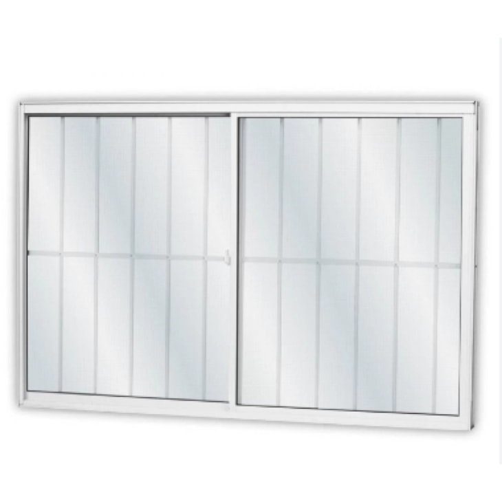 Janela De Correr Alumínio 2 Folhas Grade Vidro Liso Branco 120x150cm MGM