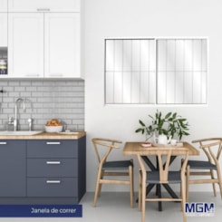 Janela De Correr Alumínio 2 Folhas Grade Vidro Liso Branco MGM 120x150cm