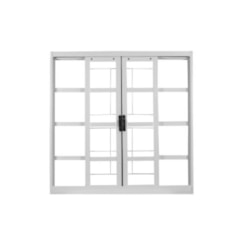Janela De Correr Em Aço 4 Folhas Vidro Liso E Grade Quadrada Branco MGM 100x120x12cm