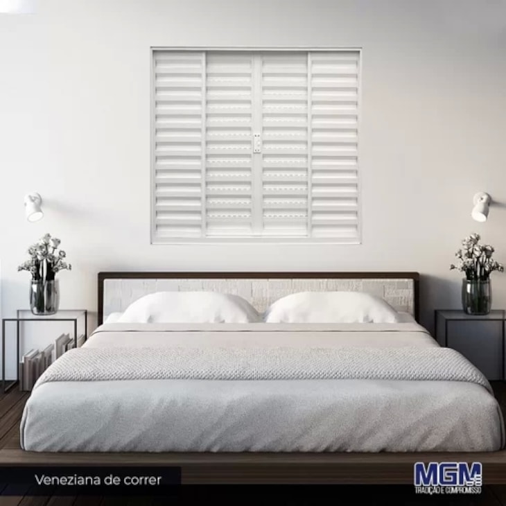 Janela Veneziana 4 Folhas Alumínio Soft Plus Branco MGM 100x150cm
