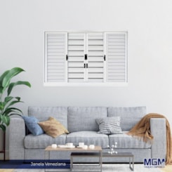 Janela Veneziana 6 Folhas Em Aço Sem Grade Ecoflex Branco MGM 100x150x12cm