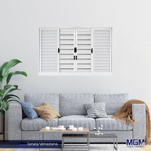 Janela Veneziana 6 Folhas Em Aço Sem Grade Ecoflex Branco MGM 100x150x12cm - Imagem principal - 527d0a42-4092-4cfd-88d8-06784db0b10b