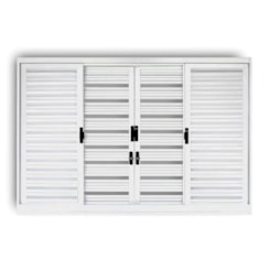 Janela Veneziana 6 Folhas Em Aço Sem Grade Ecoflex Branco MGM 100x150x12cm