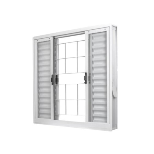 Janela Veneziana 6 Folhas Grade Quadriculada Com Vidro Aço Minas Sul Branco MGM 100x200x12cm - Imagem principal - 1cf4f088-754a-4235-8800-48aa78b388f9