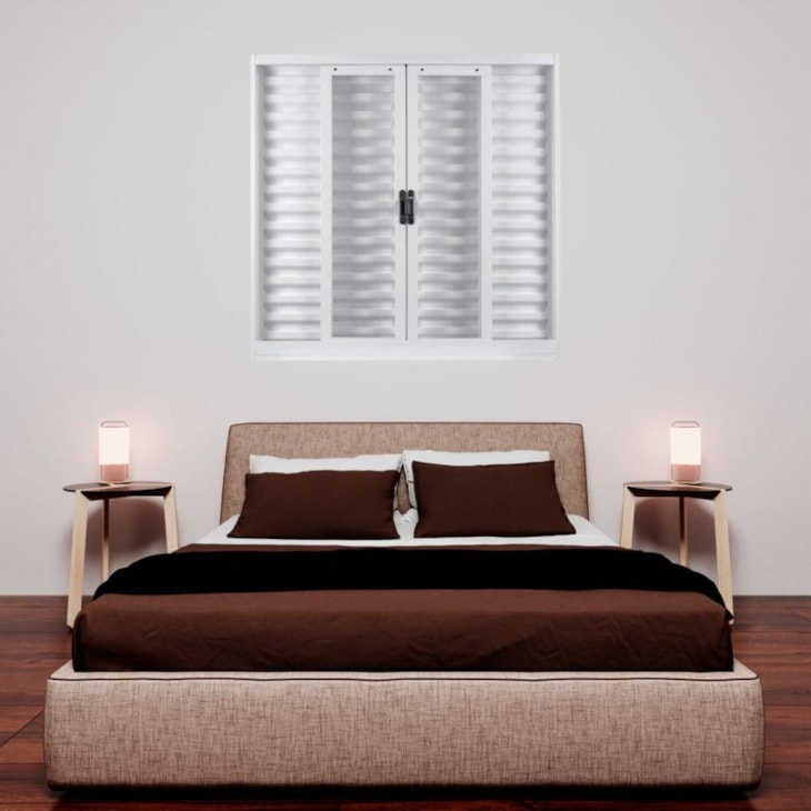 Janela Veneziana 6 Folhas Sem Vidro Aço Minas Sul Branco MGM 120x200x12cm