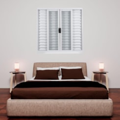 Janela Veneziana 6 Folhas Vidro Liso Aço Minas Sul Branco MGM 100x150x12cm