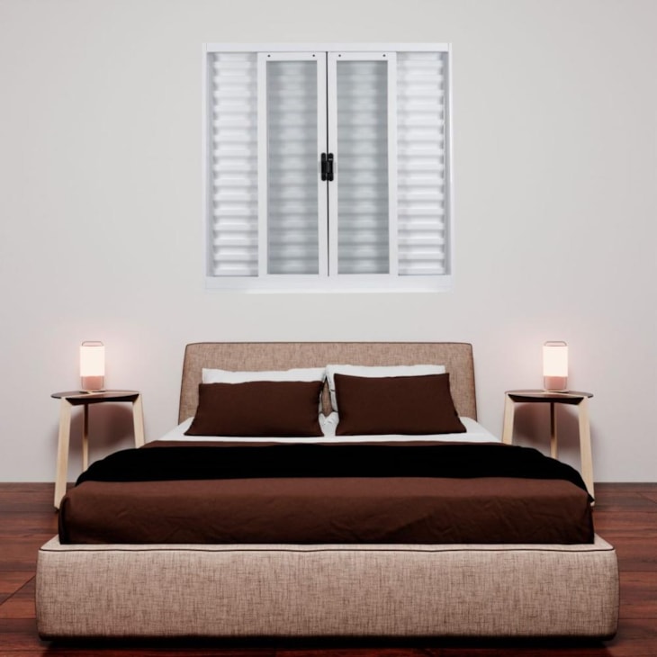 Janela Veneziana 6 Folhas Vidro Liso Aço Minas Sul Branco MGM 100x150x12cm