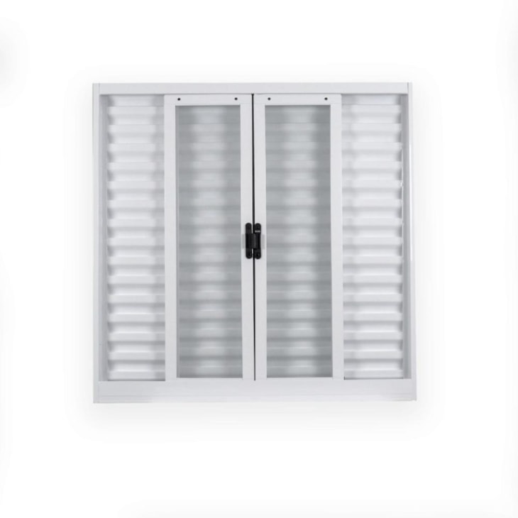 Janela Veneziana 6 Folhas Vidro Liso Aço Minas Sul Branco MGM 100x150x12cm