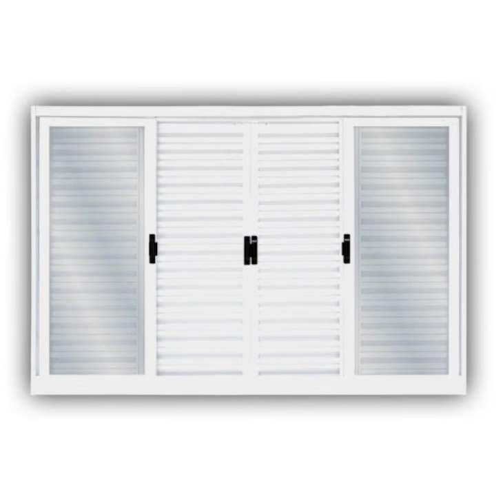 Janela Veneziana 6 Folhas Vidro Liso Minas Sul Aço Branco MGM 120x200cm
