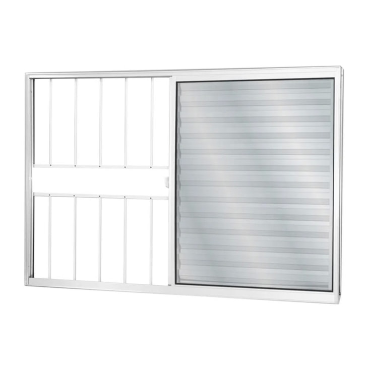 Janela Veneziana De Alumínio 3 Folhas Com Grade Vidro Liso Soft Branco 100x150cm Mgm