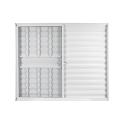 Janela Veneziana De Alumínio 3 Folhas Com Grade Vidro Liso Soft Branco Mgm 100x150cm