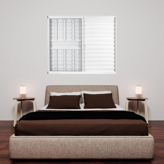 Janela Veneziana De Correr 3 folhas e 1 Fixa Com Grade Vidro Liso Mini Boreal Soft Branco MGM 100x120cm - Imagem principal - 6c4c3ff4-506c-4d02-b2c8-d638473612d6